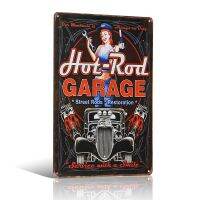 บริการ Hot Rod Route 66ป้ายโลหะดีบุก,Pin Up Girl,เหมาะสำหรับบ้านสำนักงานร้านอาหารบาร์เหล็กตกแต่งผนัง