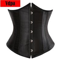 Vdpa Original XS 6Xl ซาตินสีดำขนาดใหญ่พิเศษ Corset ที่รัดเอวเหล็กกระดูก Boning ชุดชั้นในรัดเอวเสื้อสายเดี่ยวผ้าเดนิม Slimming Girdle Tummy Trimmer Body Shaper Coreset เข็มขัด Underbust Corsette สำหรับเสื้อผ้ากุลสตรีแฟชั่น Korset คลาสสิก Gerd