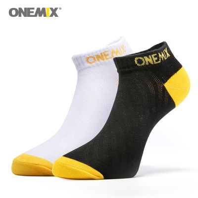 Onemix Brand 6 Pairs Running Socks Cotton Cushion Breathable Outdoor Sports Walking Climbing Hiking Crew Dress Black Socks
