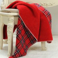 160X130cm thick thermal sofa throw blanket red scotch plaids couch decorative blanket soft coral fleece sherpa throw blanket