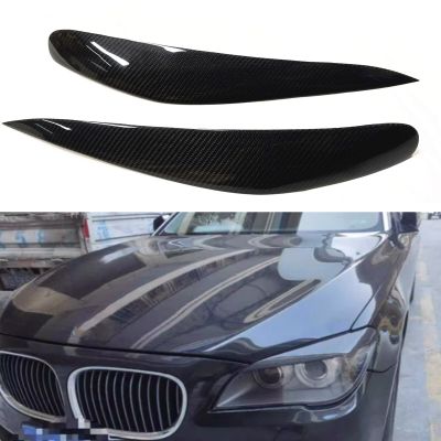 คิ้วไฟหน้าสำหรับ BMW 7 Series F04 F03 F02 F01 2008-2015ที่ครอบไฟหน้ากรอบโคมไฟคาร์บอนไฟเบอร์ด้านหน้าหลอดไฟหน้าคิ้ว