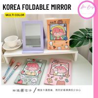 【BEIBEI】 Korean Mirror Cute Student Fold Portable Big Mirror Girls Standing Rotatable Mirror Makeup Beauty Mirror Cermin Kosmetic