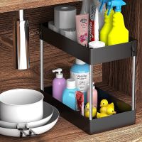 ✓☃ Under Bathroom Sink Storage 2 Tier Drawer Organizer Bath Collection Sliding Baskets Under Sink Cabinet Storage Cosmetics Storage