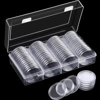60Pcs 41mm Coin Capsule Case Holder with Storage Organizer Box for Silver Eagle Dollar Commemorative Old Coin Collection