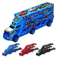 Big Hauler Transporter Truck Folding Ejection Race Track Vehicle Carrier Folding Toy Car Carrier Truck Birthday Gifts Car Transporter Toy Vehicles for Children polite