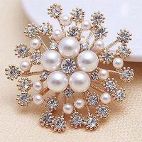 Chloeh Hornbye Shop Fashion Women Big Brooches Lady Snowflake Imitation Pearls Rhinestones Crystal Wedding Brooch Pin Jewelry