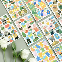 สติ๊กเกอร์ Flat Bear ? 10 แบบ สติกเกอร์ สติ๊กเกอร์ไดคัท DIY Die Cut Paper Sticker Sheet by mimisplan