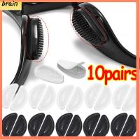 BRAIN 10 Pairs ซิลิโคนทำจากซิลิโคน ที่รองจมูก โปร่งใสโปร่งใส ล่องหนแบบล่องหน แผ่นรองจมูกแว่นตา นุ่มนุ่มๆ อุปกรณ์เสริมแว่นตา ที่ยึดจมูก แผ่นรองจมูก