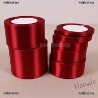 【hot sale】❃✖▥ D18 Weijiao2☆ Wine Red 25 Yards Silk Satin Ribbon Wedding Party Decor Wrapping Christmas Apparel Sewing