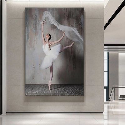 Elegant Dancer Canvas Painting Retro Nostalgic Ballerina Posters and Prints Wall Art Pictures for Living Room Wall Decor Cuadros