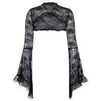 ผู้หญิง Hollow Out Crop Tops Chic Gothic Lace Smock Tops False Collar สุภาพสตรี Flare แขน Cover Ups สำหรับออกเดท Party