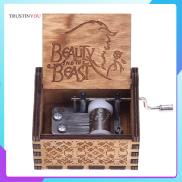 Beauty and the Beast Vintage Exquisite Wooden Hand Cranked Music Box Home