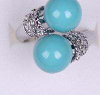 Fashion Jewelry Free Shipping Stunning Big 10Mm Round Blue South Sea Shell Pearl Ring M607 # # -Bride Jewelry