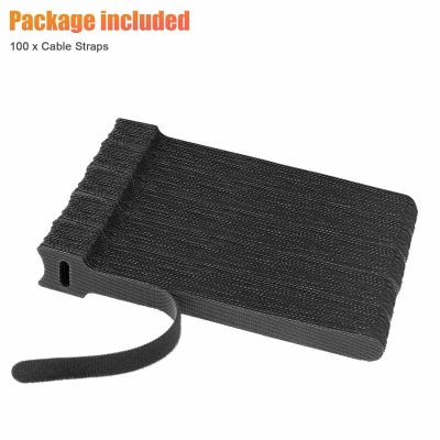 100pcs Releasable Cable Ties Plastics Reusable Ties Hook and Loop Fastener Double-sided Tape Nylon Velcros Cable Ties Strap Wire