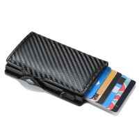 DIENQI Carbon Fiber Card Holder Wallets Men Brand Rfid Black Magic Trifold Leather Slim Mini Wallet Small Money Bag Male Purses