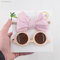 ✣✜ 2Pcs/Pack Baby Bows Headband Vintage Round Sunglasses Children Sun Glasses UV400 Protection Glasses Kids Summer Hair Accessories