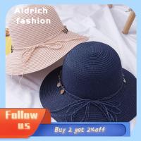 ALDRICH FASHION ฤดูร้อน วันหยุด หมวก หมวกกันแดด ถังทอมือ หมวกชายหาดฟาง หมวกชาวประมง