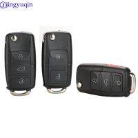 Jingyuqin 10Ps 2/3/4 B เคส Kunci Remote Mobil พับได้สำหรับ VW Passat โปโลทูแรนกอล์ฟโบรา Ibiza Leon อ็อกเทเวีย