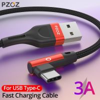 PZOZ USB C 90องศา USB ชนิด C สายชาร์จเร็วชนิด C สายข้อมูล Usb-C สำหรับ Samsung S10 S9 S8 Xiaomi Redmi Note 9 S 8