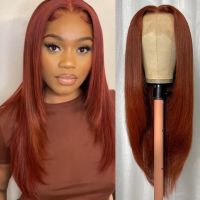 【LZ】❍  Layered Lace Front Wigs Reddish Brown 99J Burgundy Straight Layered Wigs Butterfly Haircut Lace Wig Pre Plucked Natural Hairline