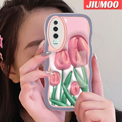 เคส JIUMOO สำหรับ Huawei P30 P30 Pro P30 Lite เคสลายการ์ตูน3มิติดอกไม้น่ารักสีสันสดใสเวฟขอบเคสโทรศัพท์แบบใสกรอบซิลิโคนกันกระแทกเคสนิ่มโปร่งใสป้องกันเลนส์กล้อง