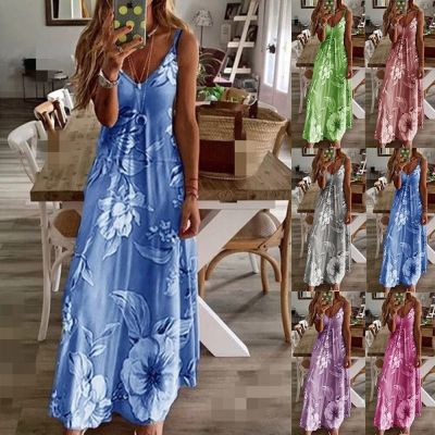 Hot Summer AmazoneBayNew Womens Clothing Sexy Low Cut Printed Floral Strap Dress