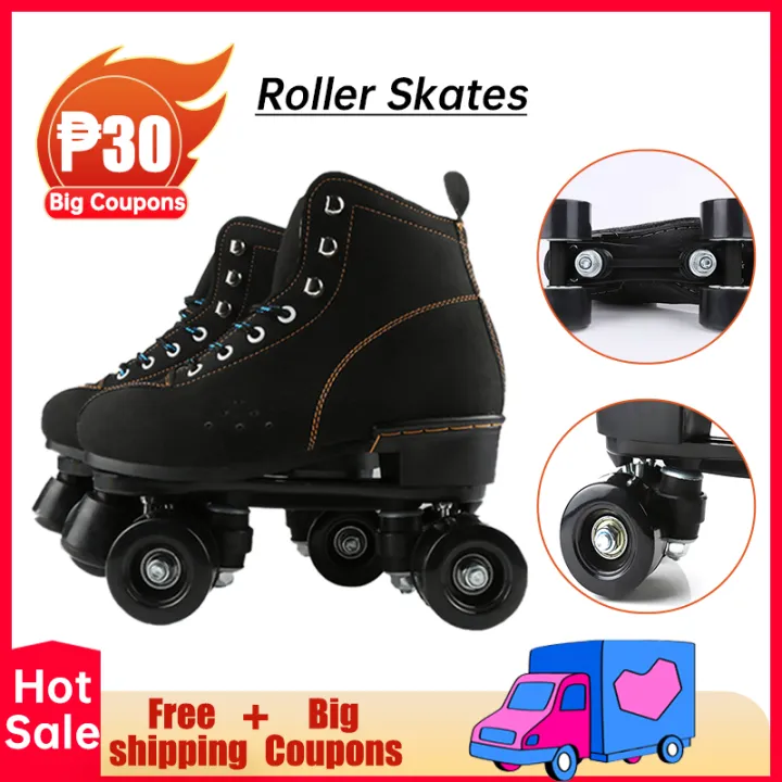【One Year Warranty】 Adult Roller Skates Double Row Cowhide Fabric And