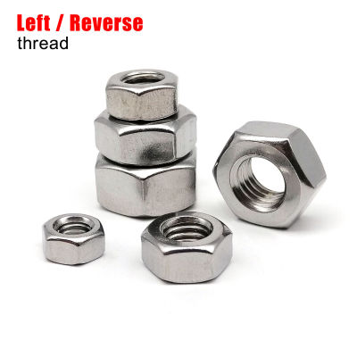 1/2/5/10/50pcs M3 M4 M5 M6 M8 M10 M12 M14 M16 M18 M20 Reverse Rotate Left Hand Thread 304 A2-70 Stainless Steel Hex Hexagon Nut Nails Screws Fasteners