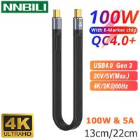 10Gbps USB 4.0 Gen3 PD 100W รองรับ4K/ 2K * 60HZ ยูเอสบีสายเคเบิลข้อมูลชาร์จเร็ว5A USB C ถึง C-สายหักศอกสายชาร์จมือถือ