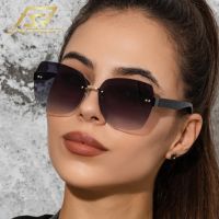 SIMPRECT Rimless Sunglasses Women 2023 UV Protection Luxury Brand Designer Quality Sun Glasses Fashion Vintage Shades For Women