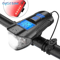 Bike Light Set USB Rechargeable Bicycle Headlight Taillight Bicycle Speedometer Odometer with Horn Fits All Mountain &amp; Road Bike