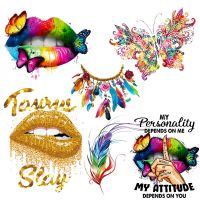 Colorful Lips Heat Transfers Thermal Stickers DIY Applique For Clothing Butterfly Fashion Cartoon Iron On Transfers Patches