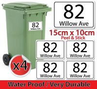 【LZ】✵▧  PERSONALISED x4 WHEELIE BIN NUMBERS CUSTOM HOUSE NUMBER STICKERS ROAD STREET NAME STICKERS A6