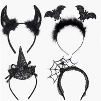 Devil Horn Masquerade Headband Devilish Hair Accessories Halloween Devil Horn Hair Hoop Spider Veil Hairband Masquerade Party Headband