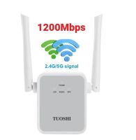 1200Mbps Dual Band 2.4G+5GHz Wall Plug Wifi Repeater Fast and Stable Long Range Wireless Signal Booster Range Extender