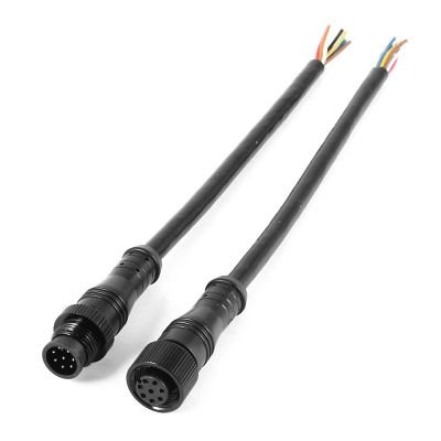 8 Pin M/F Plug Waterproof Connector Cable Black