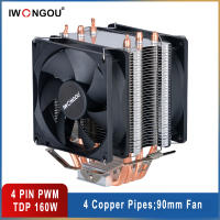 X99 โปรเซสเซอร์ Cooler Am4 4 Heatpipes หม้อน้ำ IWONGOU 4Pin PWM Cooling CPU 90mm RGB พัดลมสำหรับ Intel Lga 2011/1366/1700/AMD/AM4-kxodc9393