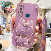 YiMia เคสโทรศัพท์แฟชั่นสำหรับ VIVO Y20 Y20A Y20S Y20i Y12S Y12A V2026 V2027 V2028 V2029 Y19 V2032 Y16 V2043สายยาวน่ารักกระต่ายแต่งหน้า V2042ฝาครอบโทรศัพท์ตัวยึดกระจก