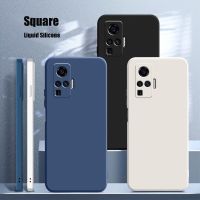 【Great. Cell phone case】เคสสำหรับ VIVO ซิลิโคนนุ่มเหลวสี่เหลี่ยมดั้งเดิม X50 Pro Plus Lite X51 Fundas VIVOX50 X50Pro X50Lite 5G หรูหราบางฝาหลัง