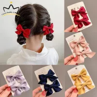 2Pcs/Set Baby Girl Hair Clips Sweet Princess Bowknot Kids Hairpins Barrettes For Girls Solid Color Children Headwear