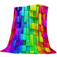 New Style Rainbow Throw Blanket Rainbow Inspired Vertical Lines Pattern Spectrum of Colors Abstract Art Palette Flannel Blanket for Couch