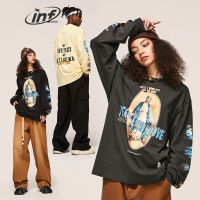 Inflasi Streetwear เสื้อยืด Kelebihan Lelaki เสื้อยืดเสื้อแขนยาวฤดูใบไม้ผลิ Unisex High Street Grafik Punak Plus Saiz 2473S23