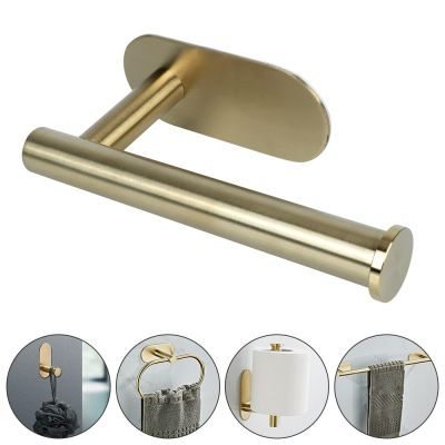 Toilet Storage Shelf Towel Rack Stainless Steel Toilet Towel Paper Holder Bathroom Accessories Self-Adhesive Wall-mounted Bathroom Counter Storage