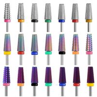 Purple 5 in 1 Tapered Carbide Nail Drill Bits Drills Milling Cutter for Manicure Remove Gel Acylics Nails Accessories To
