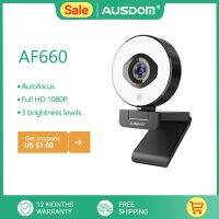 AUSDOM AF660 FHD 1080P 60FPS Webcam Autofocus 75 Degree Stream Cam With Adjustable Right Light Free Tripod For Live Streaming