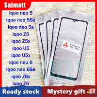 Salmatt กระจกด้านนอกหน้าจอด้านหน้าพร้อมกาวโอก้าสำหรับ Iqoo Neo 5/Neo 5Se/Neo 5S/Z5/Z5x/U5/U5x/Neo 6/Neo 6Se/Z6x/Z6หน้าจอ LCD ตัวเปลี่ยนกระจกด้านนอกสัมผัส