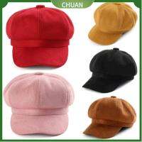 CHUAN สีทึบทึบ วินเทจ ปรับได้ปรับได้ หมวกรถบรรทุก หมวกและหมวกแก็ป หมวกเบเร่ต์ หมวกเบเร่ต์ หมวกอบขนมปัง หมวกเด็กขายหนังสือพิมพ์