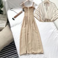 เสื้อผ้าแฟชั่นสำหรับสุภาพสตรี New fashion dress skirt female loose floral chiffon blouse sen is condole belt two-piece dress tide