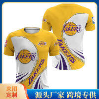 2023 รุ่นใหม่ NBA ชุดบาสเกตบอล 3d พิมพ์ลาย T เสื้อ nba เสื้อทีมหลวมคอกลมแขนสั้นเสื้อโรงงานอุปทานโดยตรง