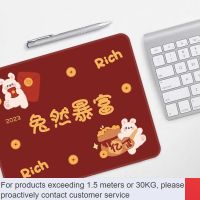 NEWQM Red Festive Rabbit Year Greeting Mouse Pad Small Square Thickened Wristband Soft Table Mat Text Custom Mouse Pad